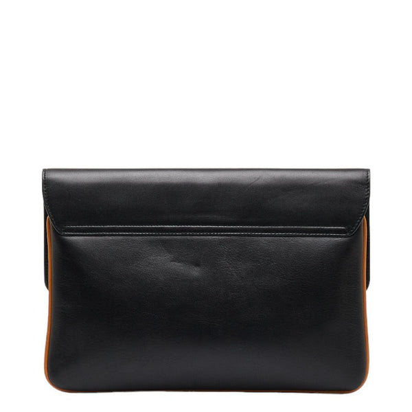 セリーヌ ホースキャリッジプレート ゴールド金具 クラッチバッグ セカンドバッグ ブラック レザー レディース CELINE 【中古】
