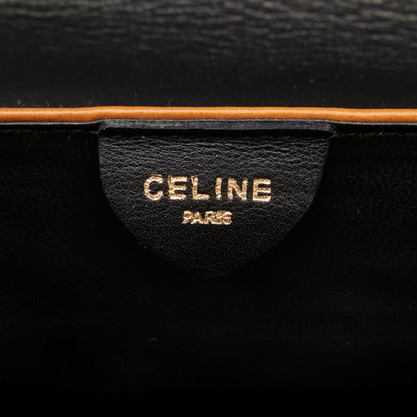 セリーヌ ホースキャリッジプレート ゴールド金具 クラッチバッグ セカンドバッグ ブラック レザー レディース CELINE 【中古】