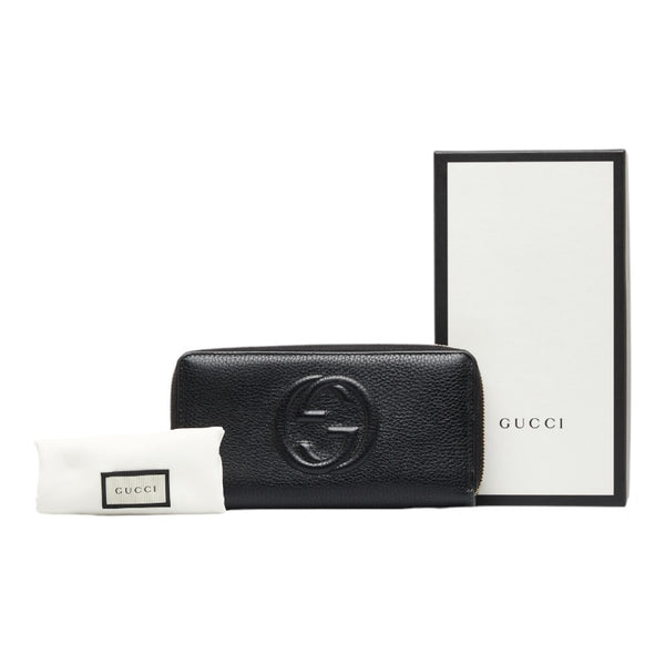 グッチ ソーホー インターロッキングG タッセル ラウンドファスナー 長財布  598187 ブラック レザー レディース GUCCI 【中古】