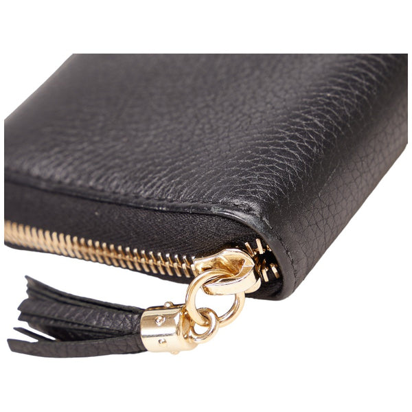 グッチ ソーホー インターロッキングG タッセル ラウンドファスナー 長財布  598187 ブラック レザー レディース GUCCI 【中古】