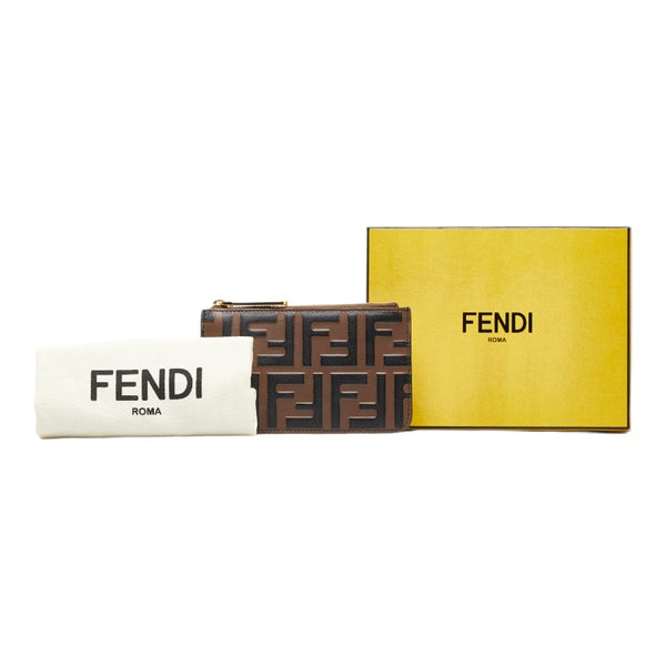 フェンディ ズッカ コインケース キーケース フラグメントケース 8AP161 ブラウン レザー レディース FENDI 【中古】