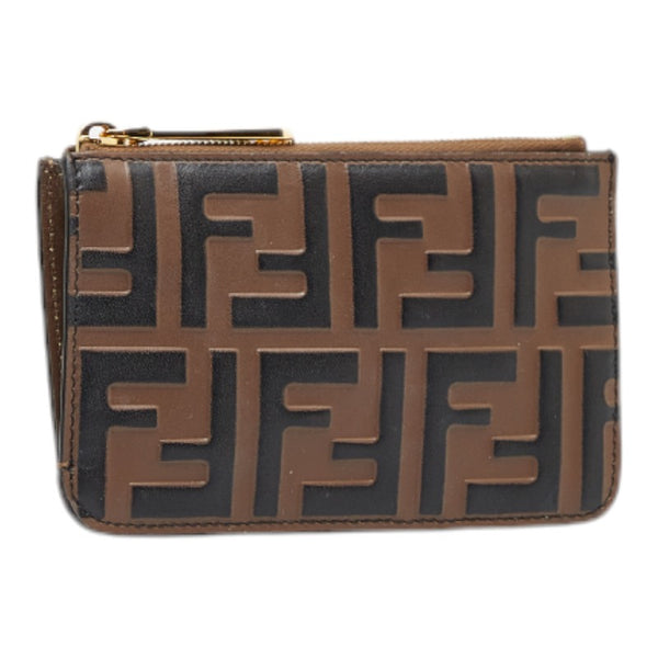 フェンディ ズッカ コインケース キーケース フラグメントケース 8AP161 ブラウン レザー レディース FENDI 【中古】