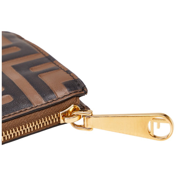 フェンディ ズッカ コインケース キーケース フラグメントケース 8AP161 ブラウン レザー レディース FENDI 【中古】