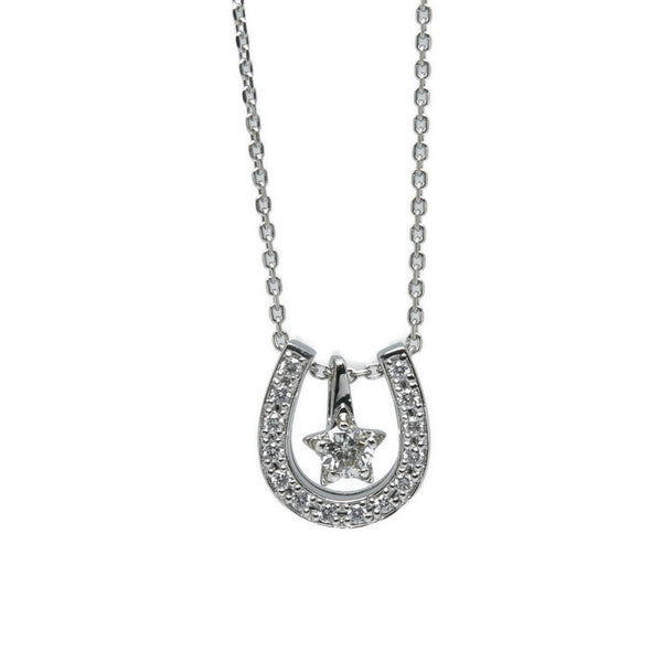 Pt900 プラチナ Pt850 プラチナ ダイヤ0.093ct ダイヤ0.06ct Wish upon a star ネックレス レディース 【中古】