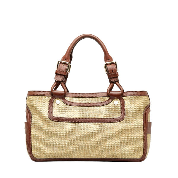 セリーヌ ブギー ハンドバッグ トートバッグ ベージュ ブラウン ラフィア レザー レディース CELINE 【中古】