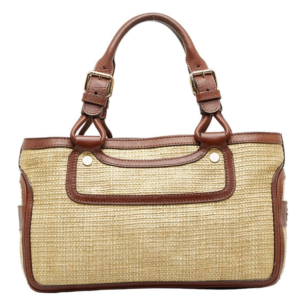 セリーヌ ブギー ハンドバッグ トートバッグ ベージュ ブラウン ラフィア レザー レディース CELINE 【中古】