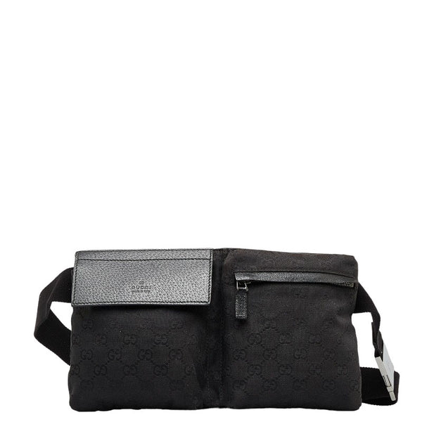 グッチ GGキャンバス ボディバッグ ウエストバッグ 28566 ブラック キャンバス レザー レディース GUCCI 【中古】