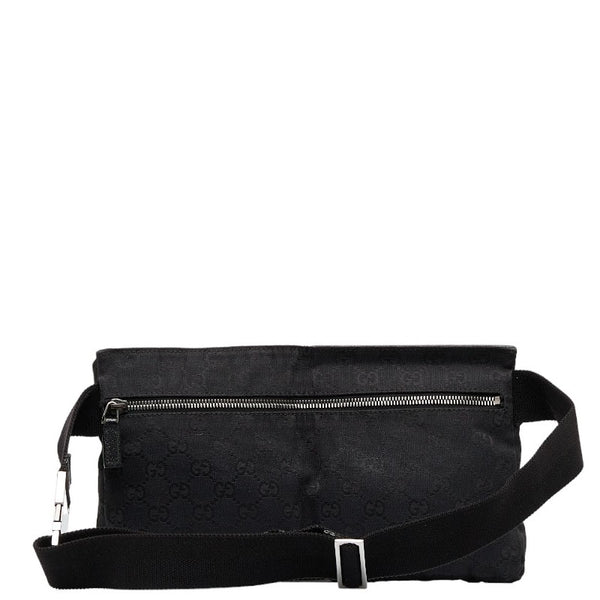 グッチ GGキャンバス ボディバッグ ウエストバッグ 28566 ブラック キャンバス レザー レディース GUCCI 【中古】