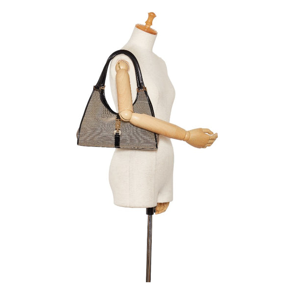 グッチ ジャッキー ハンドバッグ ショルダーバッグ 002 1067 ベージュ ブラック キャンバス レザー レディース GUCCI 【中古】