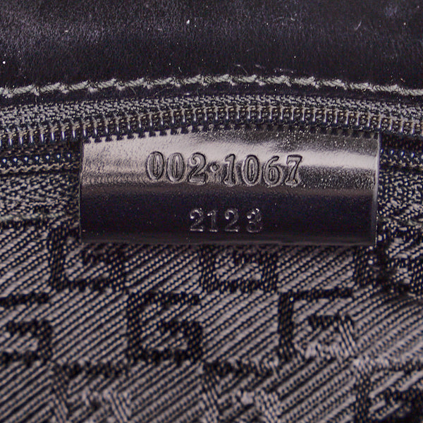 グッチ ジャッキー ハンドバッグ ショルダーバッグ 002 1067 ベージュ ブラック キャンバス レザー レディース GUCCI 【中古】