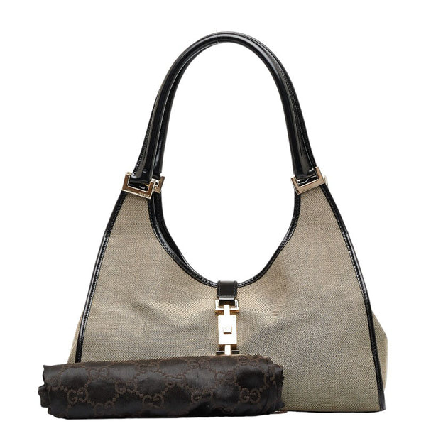 グッチ ジャッキー ハンドバッグ ショルダーバッグ 002 1067 ベージュ ブラック キャンバス レザー レディース GUCCI 【中古】