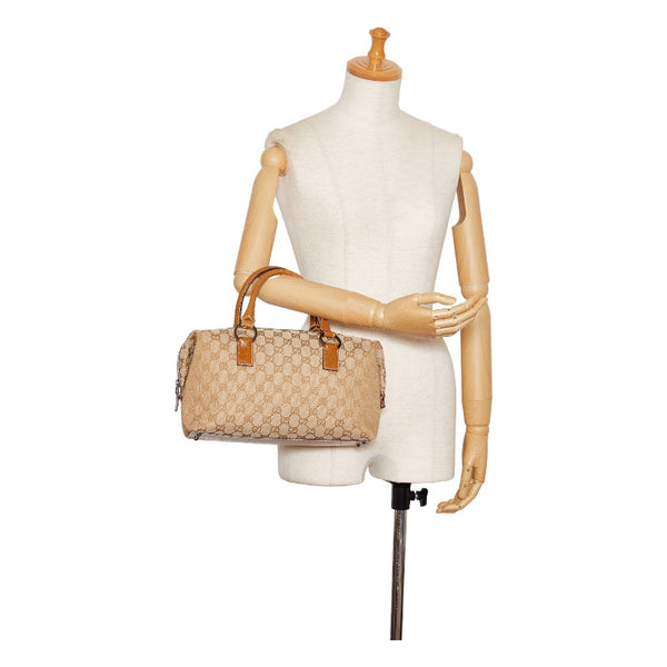 グッチ GGキャンバス ハンドバッグ ミニボストンバッグ 113009 ベージュ キャンバス レザー レディース GUCCI 【中古】