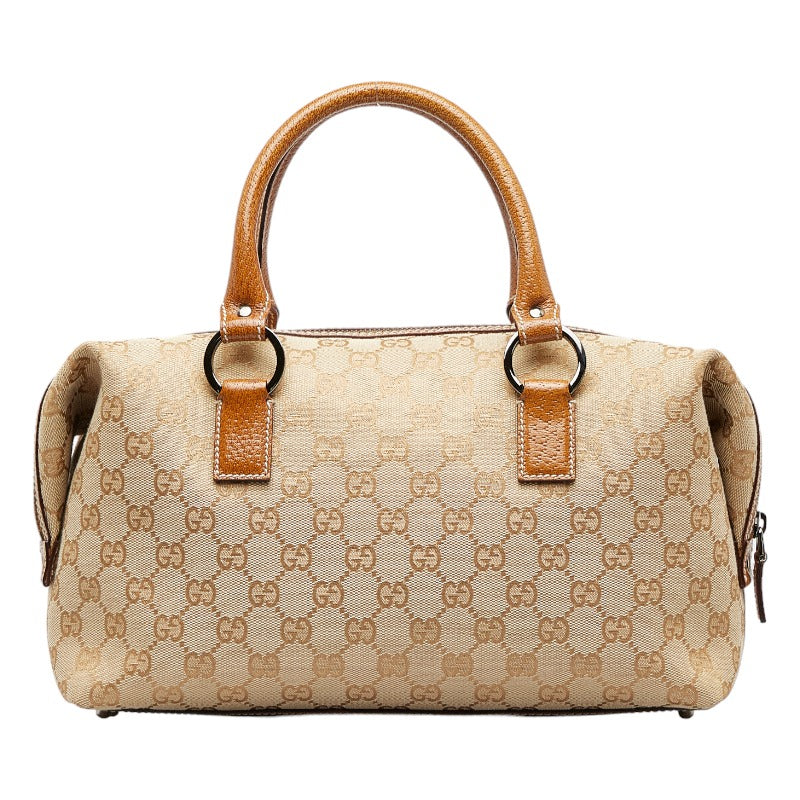 グッチ GGキャンバス ハンドバッグ ミニボストンバッグ 113009 ベージュ キャンバス レザー レディース GUCCI 【中古】