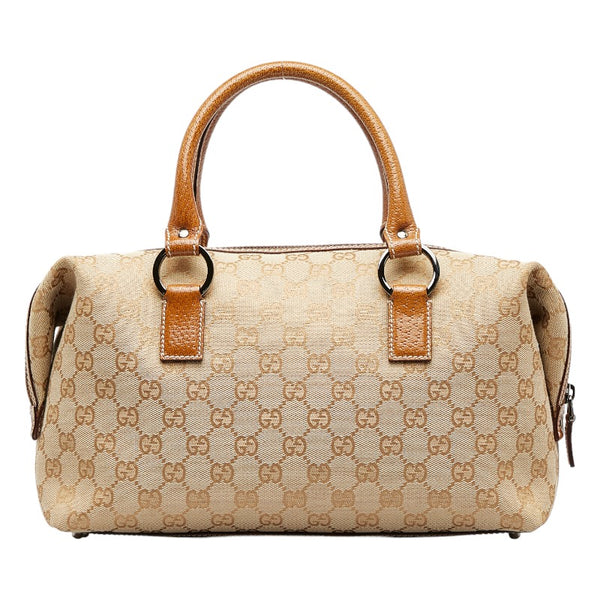 グッチ GGキャンバス ハンドバッグ ミニボストンバッグ 113009 ベージュ キャンバス レザー レディース GUCCI 【中古】