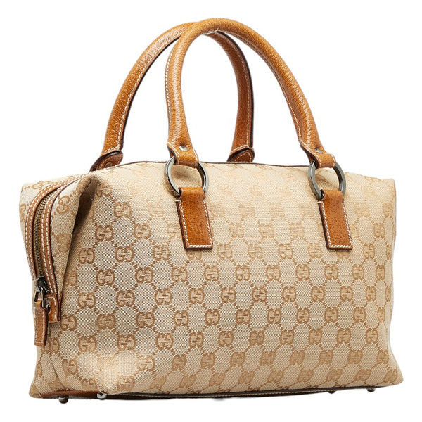 グッチ GGキャンバス ハンドバッグ ミニボストンバッグ 113009 ベージュ キャンバス レザー レディース GUCCI 【中古】