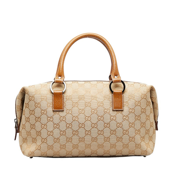グッチ GGキャンバス ハンドバッグ ミニボストンバッグ 113009 ベージュ キャンバス レザー レディース GUCCI 【中古】