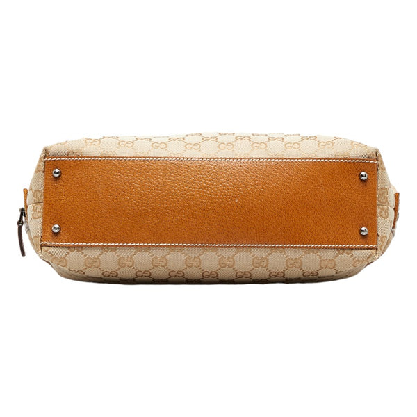 グッチ GGキャンバス ハンドバッグ ミニボストンバッグ 113009 ベージュ キャンバス レザー レディース GUCCI 【中古】