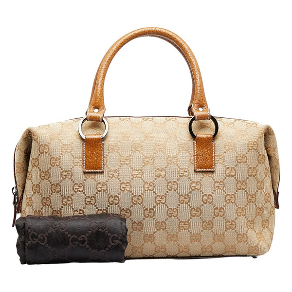 グッチ GGキャンバス ハンドバッグ ミニボストンバッグ 113009 ベージュ キャンバス レザー レディース GUCCI 【中古】