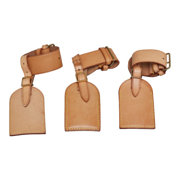 ルイ ヴィトン ポワニエ ネームタグ 3点セット ベージュ ヌメ革 レディース LOUIS VUITTON 【中古】