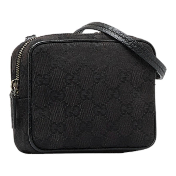 グッチ GGキャンバス ポシェット ポーチ 斜め掛け ショルダーバッグ 120975 ブラック キャンバス レザー レディース GUCCI 【中古】