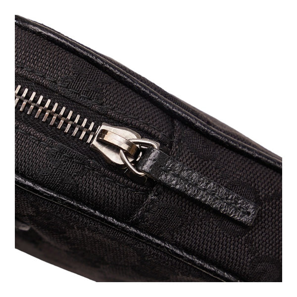 グッチ GGキャンバス ポシェット ポーチ 斜め掛け ショルダーバッグ 120975 ブラック キャンバス レザー レディース GUCCI 【中古】