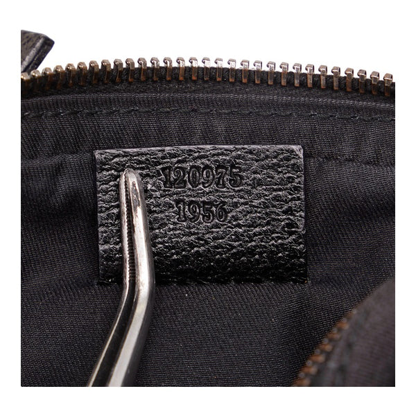 グッチ GGキャンバス ポシェット ポーチ 斜め掛け ショルダーバッグ 120975 ブラック キャンバス レザー レディース GUCCI 【中古】