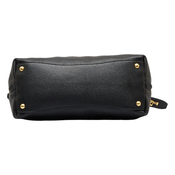 プラダ 三角ロゴプレート ワンショルダーバッグ ブラック レザー レディース PRADA 【中古】