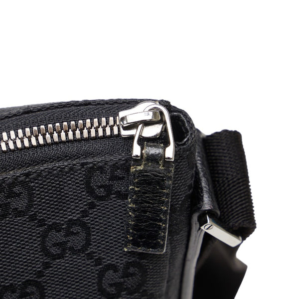 グッチ GGキャンバス 斜め掛け ショルダーバッグ 114273 ブラック キャンバス レザー レディース GUCCI 【中古】