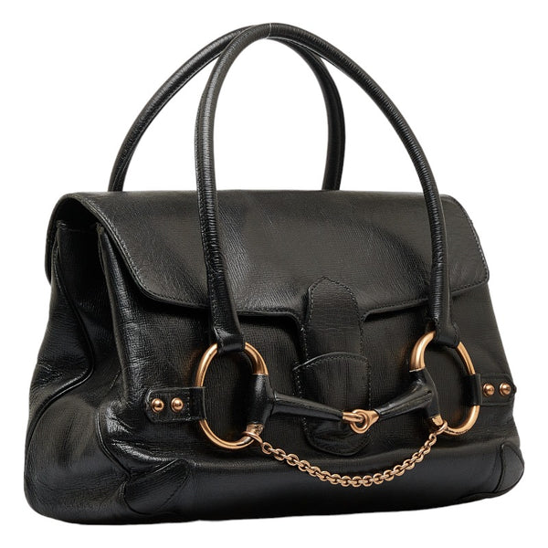 グッチ ホースビット ハンドバッグ トートバッグ 120983 ブラック レザー レディース GUCCI 【中古】