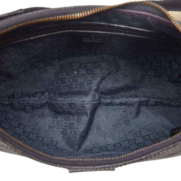 グッチ シェリーライン ワンショルダーバッグ 106663 ブラック キャンバス レザー レディース GUCCI 【中古】