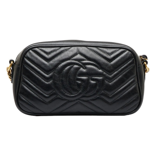 グッチ GGマーモント キルティング スモール 斜め掛け チェーン ショルダーバッグ 447632 ブラック レザー レディース GUCCI 【中古】