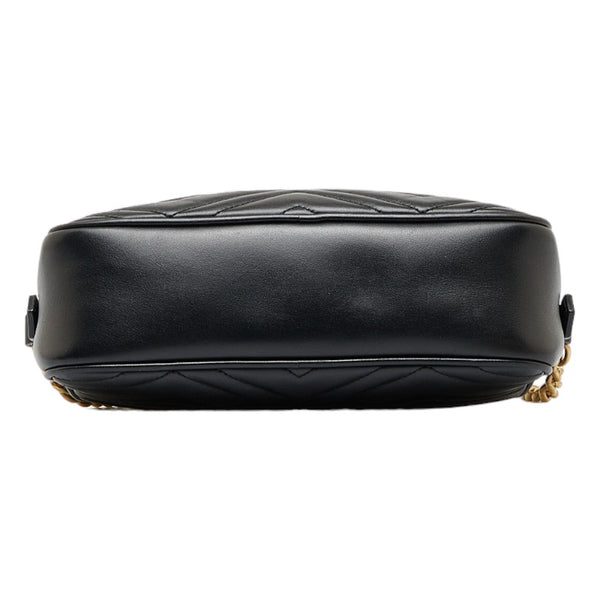 グッチ GGマーモント キルティング スモール 斜め掛け チェーン ショルダーバッグ 447632 ブラック レザー レディース GUCCI 【中古】