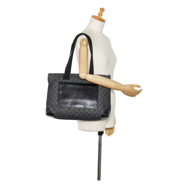 グッチ トートバッグ ハンドバッグ 34339 ブラック キャンバス レザー レディース GUCCI 【中古】