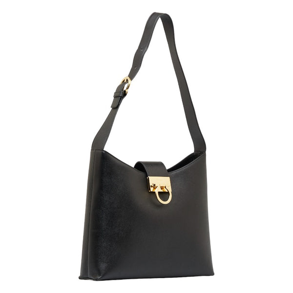 サルヴァトーレフェラガモ ガンチーニ ショルダーバッグ AQ-21 8662 ブラック レザー レディース Salvatore Ferragamo 【中古】