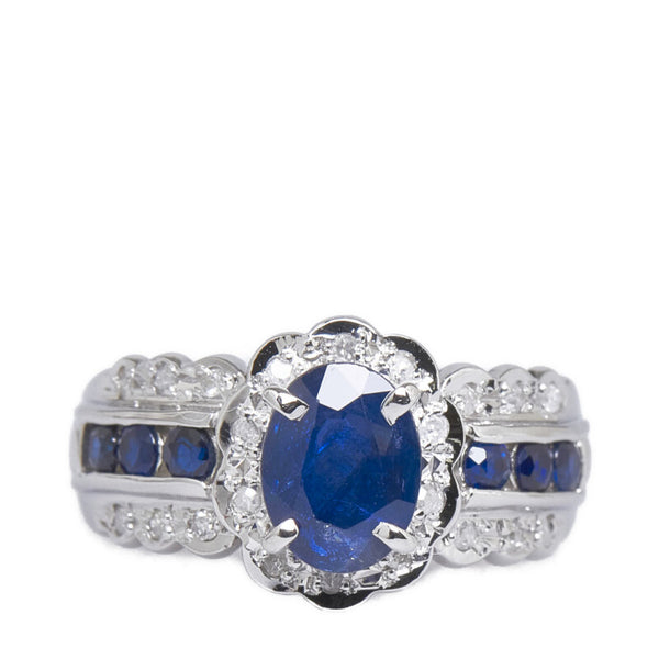 Pt900 プラチナ サファイア2.06ct ダイヤ0.18ct リング 指輪 レディース 13.5号 【中古】