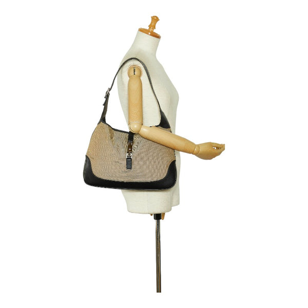 グッチ ジャッキー ショルダーバッグ ワンショルダーバッグ 001 3346 ベージュ ブラック キャンバス レザー レディース GUCCI 【中古】