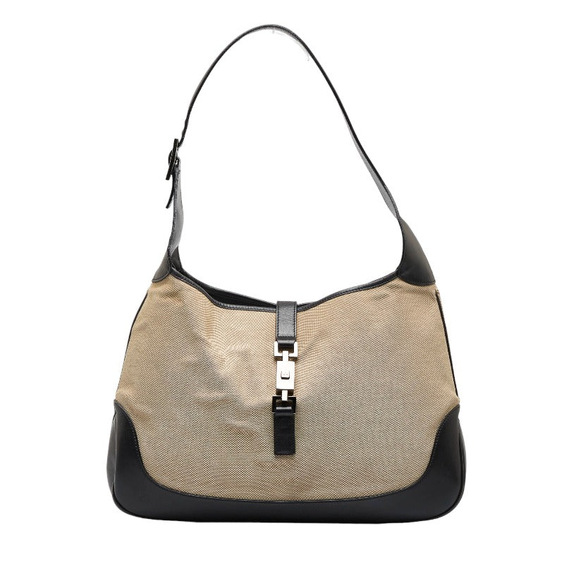 グッチ ジャッキー ショルダーバッグ ワンショルダーバッグ 001 3346 ベージュ ブラック キャンバス レザー レディース GUCCI 【中古】
