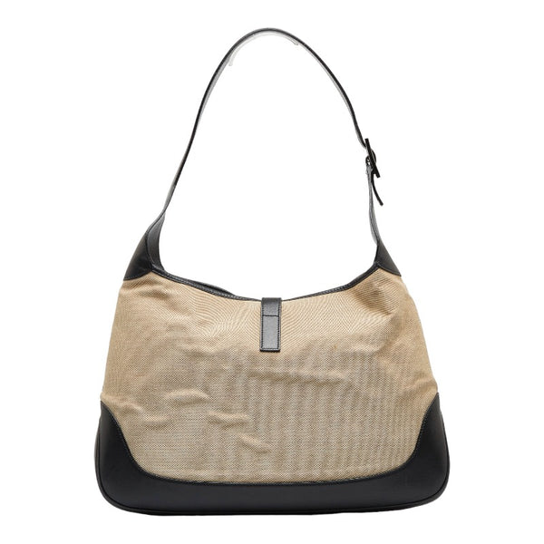 グッチ ジャッキー ショルダーバッグ ワンショルダーバッグ 001 3346 ベージュ ブラック キャンバス レザー レディース GUCCI 【中古】