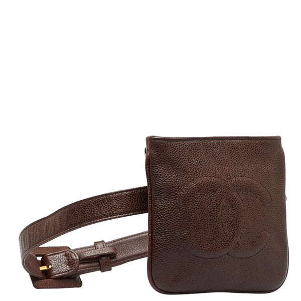 シャネル デカココマーク ゴールド金具 ウエストバッグ ウエストポーチ ブラウン キャビアスキン レディース CHANEL 【中古】