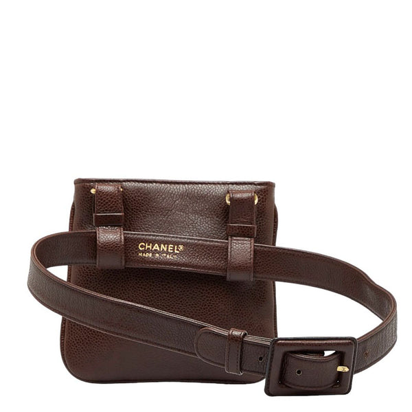 シャネル デカココマーク ゴールド金具 ウエストバッグ ウエストポーチ ブラウン キャビアスキン レディース CHANEL 【中古】