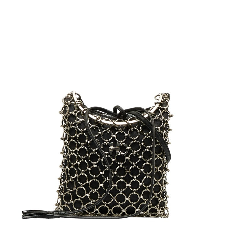 サルヴァトーレフェラガモ ガンチーニ タッセル 斜め掛け ショルダーバッグ ブラック レザー レディース Salvatore Ferragamo 【中古】