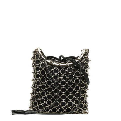 サルヴァトーレフェラガモ ガンチーニ タッセル 斜め掛け ショルダーバッグ ブラック レザー レディース Salvatore Ferragamo 【中古】