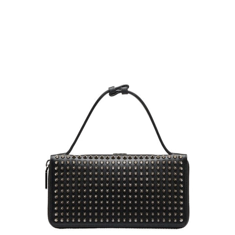 クリスチャンルブタン パネトーネ スパイク スタッズ ウォレットXL セカンドバッグ トラベルケース 長財布 1165043 ブラック レザー メンズ Christian Louboutin 【中古】