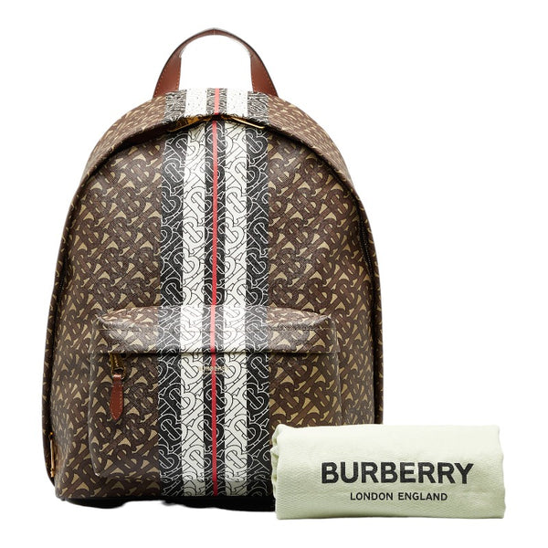 バーバリー TBモノグラム リュック バックパック ブラウン マルチカラー PVC レザー メンズ BURBERRY 【中古】