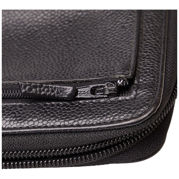 シャネル ココマーク ラウンドファスナー 長財布 ブラック キャビアスキン レディース CHANEL 【中古】