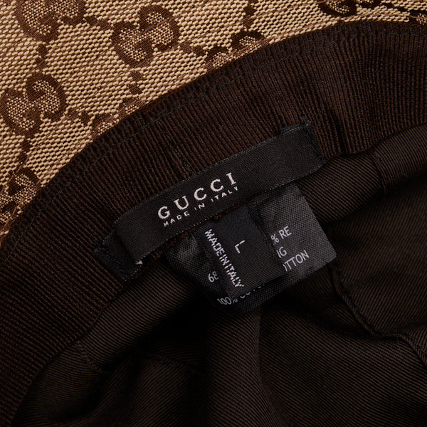 グッチ GGキャンバス シェリーライン バケットハット 200036 ベージュ キャンバス レザー レディース GUCCI 【中古】