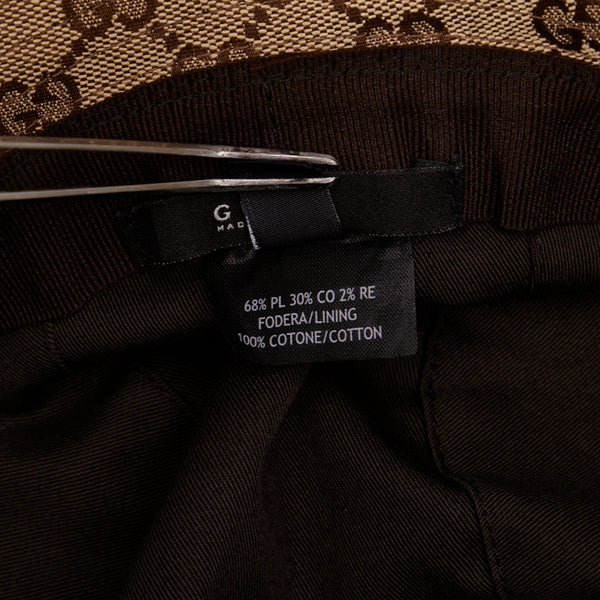 グッチ GGキャンバス シェリーライン バケットハット 200036 ベージュ キャンバス レザー レディース GUCCI 【中古】