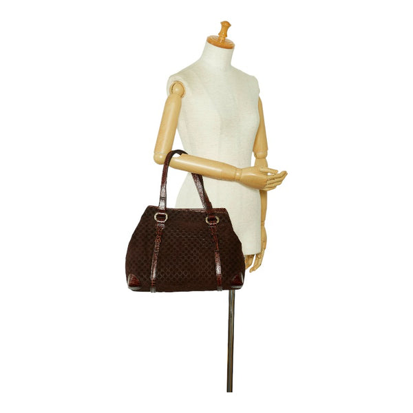 セリーヌ マカダム ハンドバッグ トートバッグ ブラウン スウェード レザー レディース CELINE 【中古】
