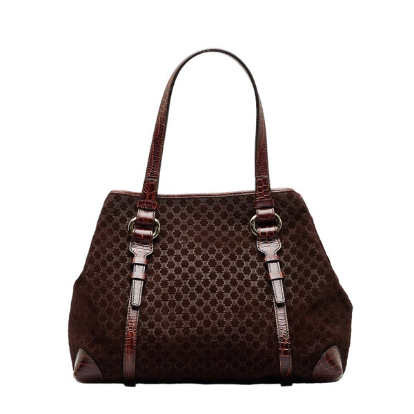セリーヌ マカダム ハンドバッグ トートバッグ ブラウン スウェード レザー レディース CELINE 【中古】