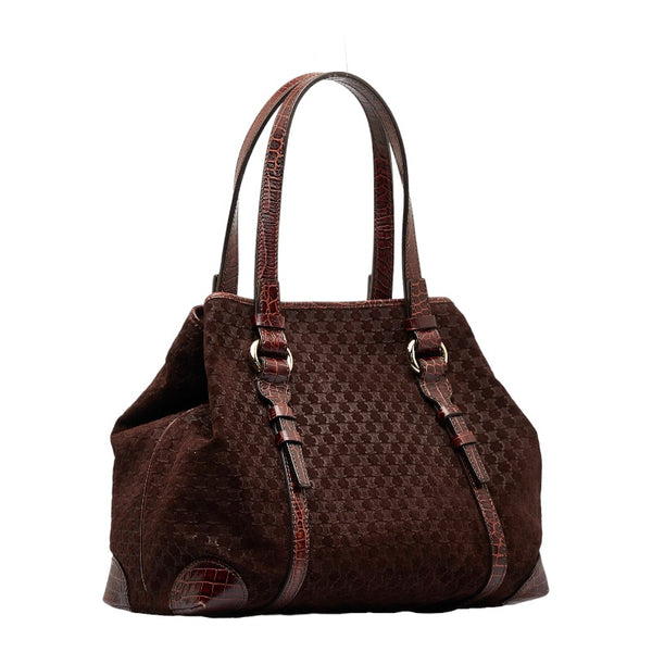 セリーヌ マカダム ハンドバッグ トートバッグ ブラウン スウェード レザー レディース CELINE 【中古】